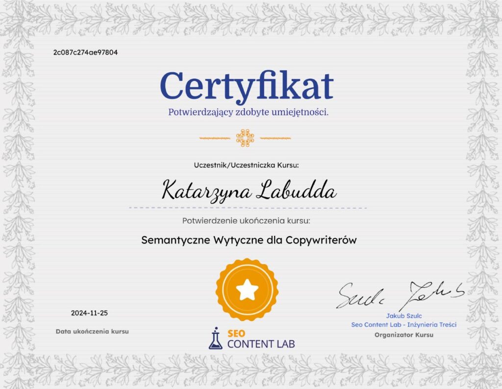 Certyfikat SEO